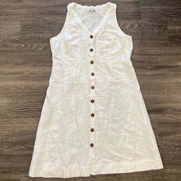 LOFT Dresses & Skirts - LOFT white linen Sleeveless Button Dress
